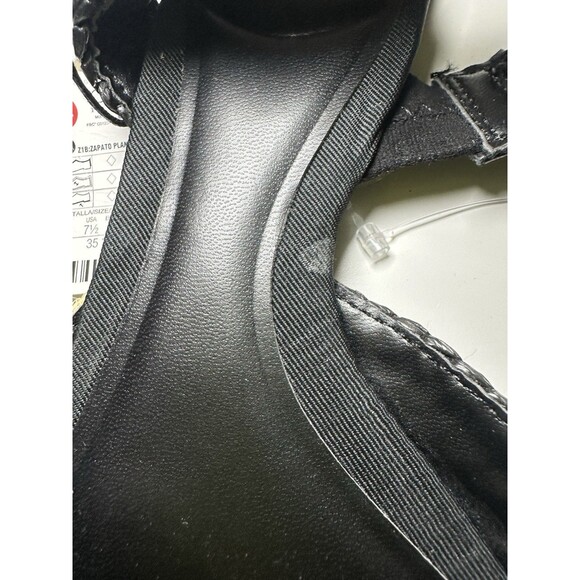 ZARA Woven Rafia Pointed Toe Black Tan Slingback Flat‎ Sandal Women US 7.5 NEW - Picture 7 of 12